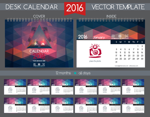 2016 New year desk calendar vector material 81 year new material desk calendar 2016   