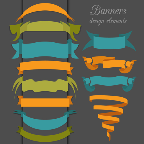 Vector set of ribbon vintage banners 02 vintage ribbon banners   