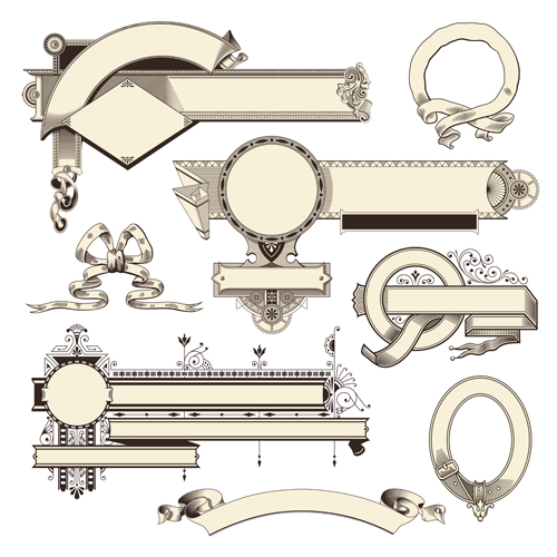 Vintage frames ornaments with ribbon vector vintage ribbon ornaments frames   