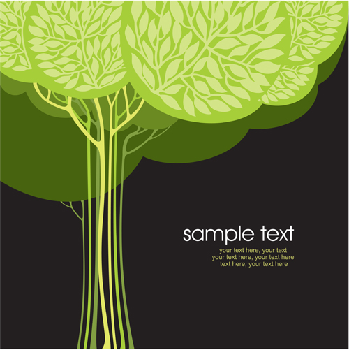 Set of Card with trees background vector 05 tree card   