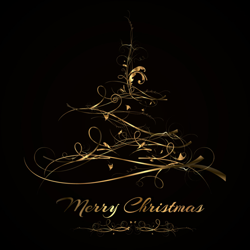 Abstract golden christmas tree background vector christmas tree christmas background abstract   