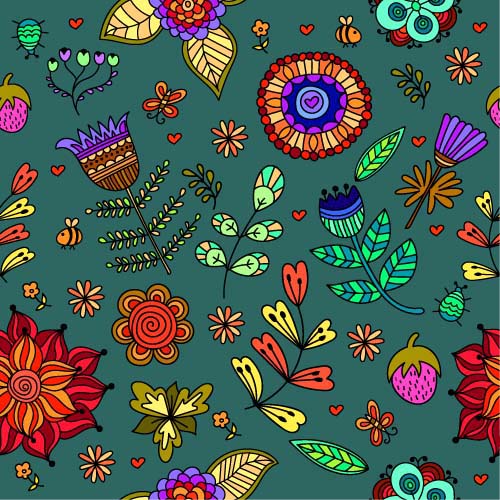 Cartoon flower pattern seamless vector set 03 seamless pattern flower cartoon   