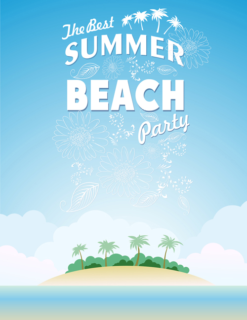 Travel summer beach background set vector 03 travel summer beach background   