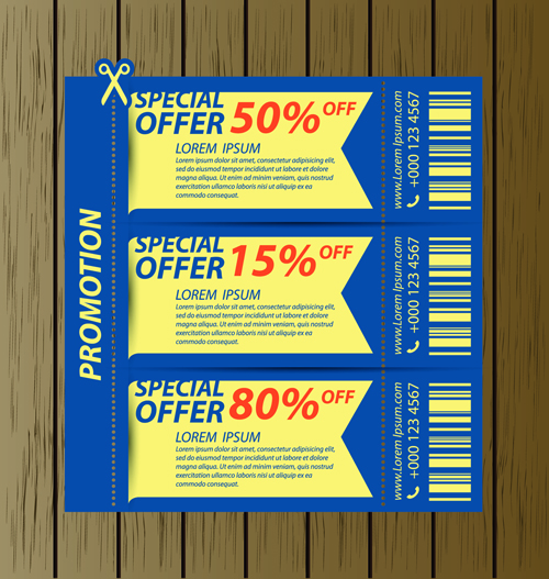 Vector set of coupon offer template 03 template offer coupon   