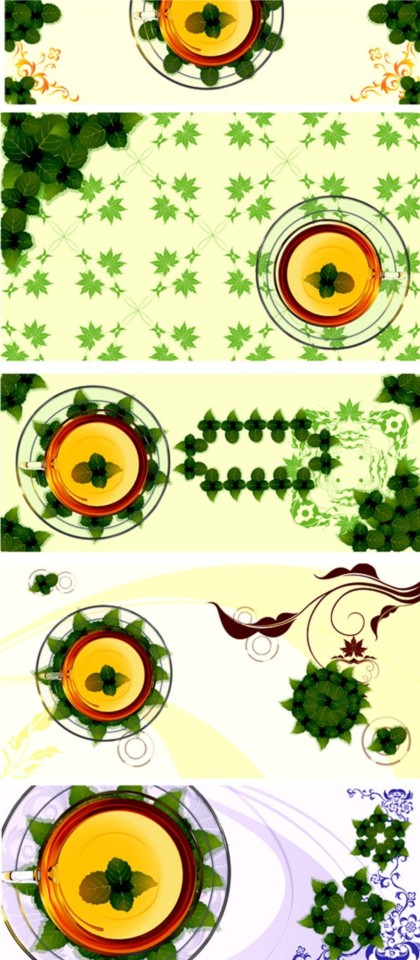 Fresh leaves and transparent cup banners vector transparent leaves fresh cup   