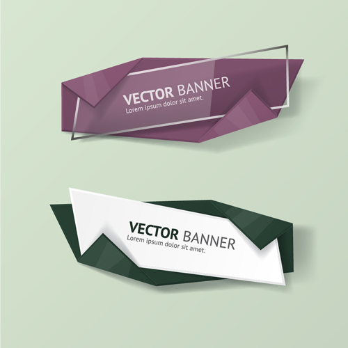 Glass with origami business banners vector 04 origami glass business banners   