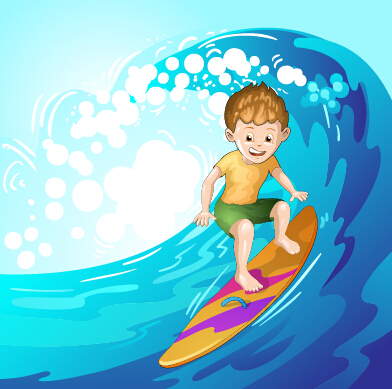 Surfing child vector graphics surfing child   