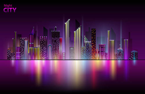 Beautiful night city vector 02 night city beautiful   