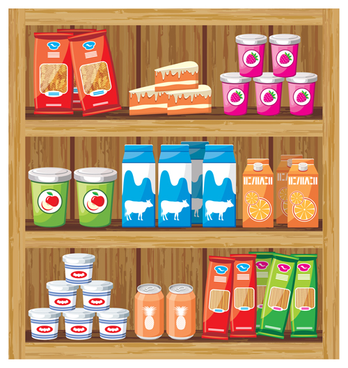 supermarket showcase and food vector set 21 supermarket showcase food   