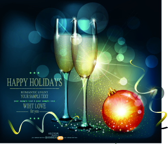Shiny Christmas background and Wineglass vector 01 wineglass shiny christmas background   