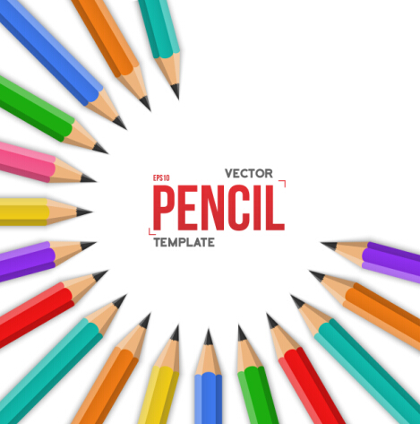 Vector colored pencil background template 07 template pencil colored background   