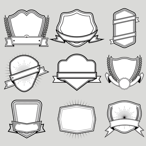 Black with white blank labels vector set 05 white labels blank black   