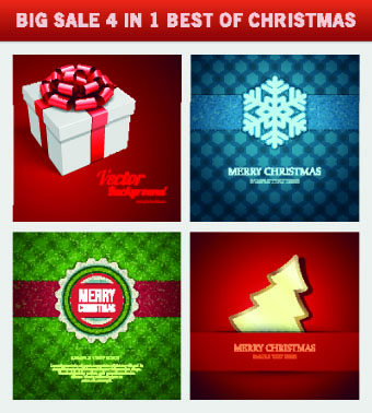 Christmas background 4 in 1 vector set 09 christmas background   