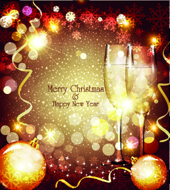 Shiny Christmas background and Wineglass vector 02 wineglass shiny christmas background   
