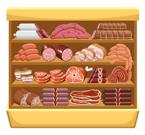 supermarket showcase and food vector set 12 supermarket showcase food   