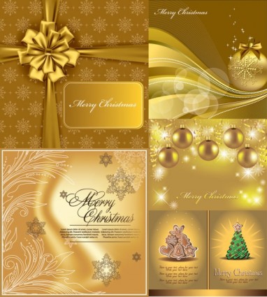 Luxury gold christmas background vector set luxury christmas beautiful background   