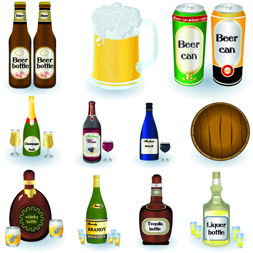 Beer cans and beer bottles vector Cans bottles beer bottles beer   