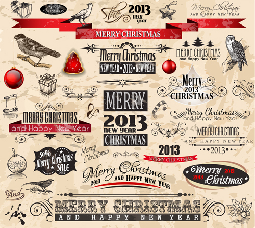 Various Christmas decor elements vector set 03 Various elements element decor christmas   