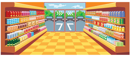 supermarket showcase and food vector set 09 supermarket showcase food   