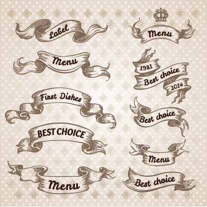 Hand drawn vintage ribbon benner vector 09 vintage ribbon hand-draw hand drawn   