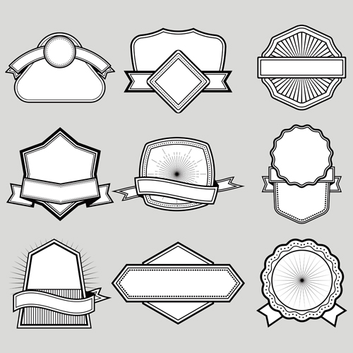 Black with white blank labels vector set 09 white labels blank black   
