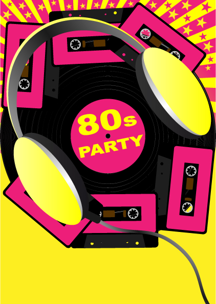 Elements of Music 80s party flyer design vector 03 party music flyer elements element   