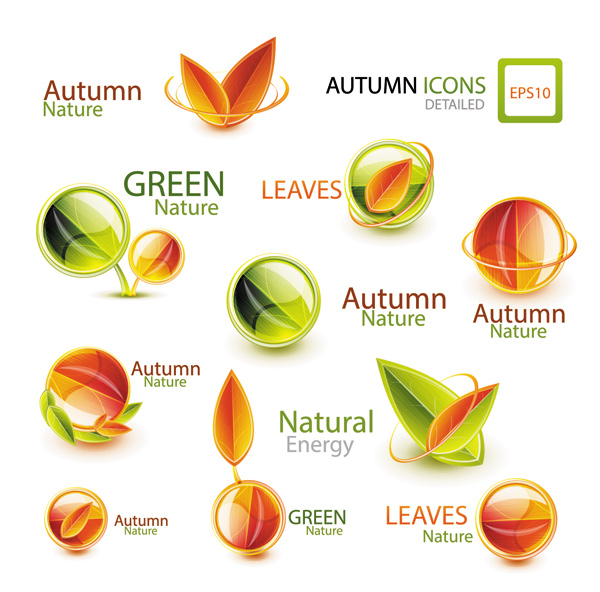 Shiny autumn logos creative design vector shiny logos logo creative autumn   