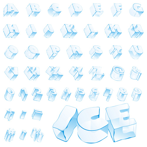 Ice alphabet and number vector material 05 number material ice alphabet   