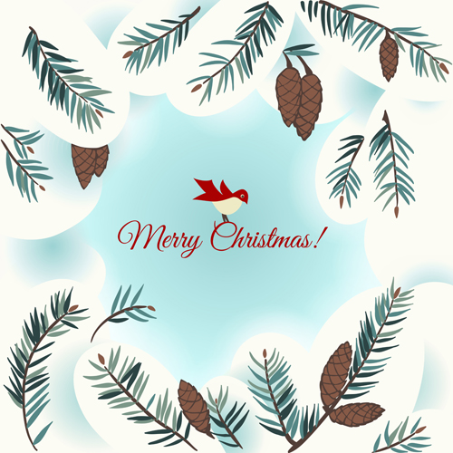 Pine branches frame with christmas cards vector 02 pine frame christmas cards branches   
