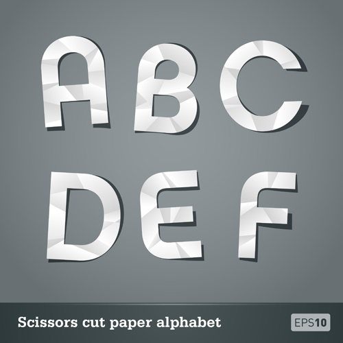 Vector scissors cut paper alphabet set 01 scissors paper cut alphabet   