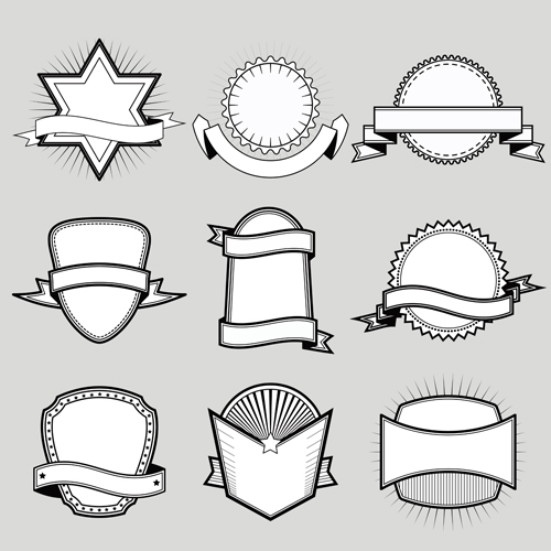 Black with white blank labels vector set 06 white labels blank black   