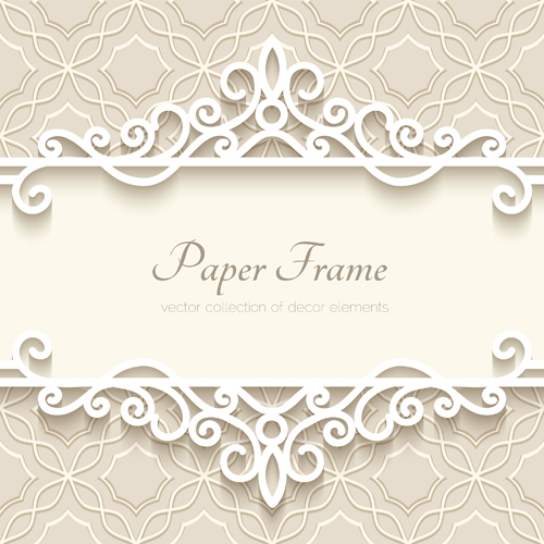 Paper frame with beige background vector 03 paper frame background   