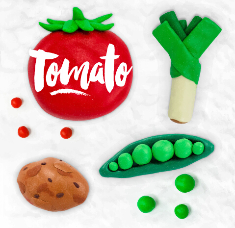 Funny plasticine vegetables vector set 01 vegetables plasticine funny   