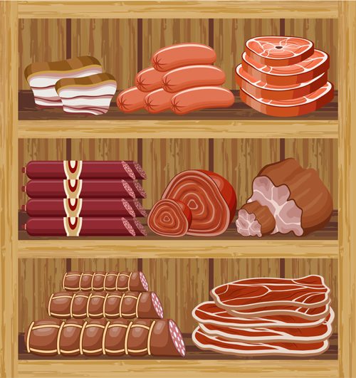 supermarket showcase and food vector set 15 supermarket showcase food   