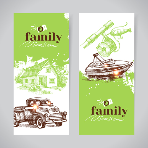 Family banners hand drawn vector 02 hand family drawn banners   