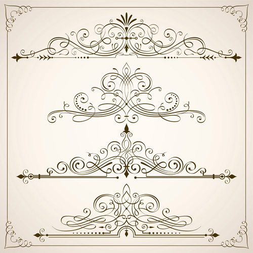 Vintage calligraphic frames with border vector 05   