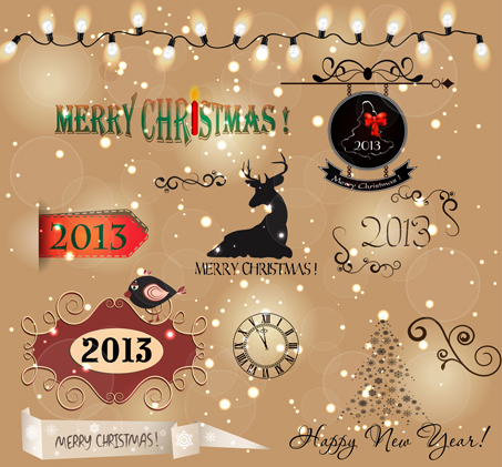 Various Christmas decor elements vector set 04 Various elements element christmas   