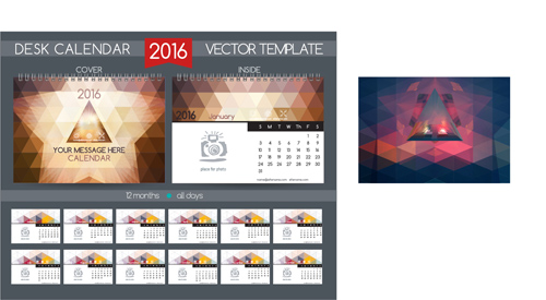 2016 New year desk calendar vector material 76 year new material desk calendar 2016   