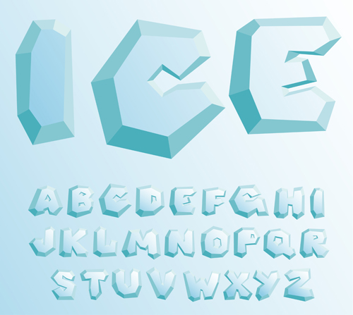 Ice alphabet and number vector material 02 number material ice alphabet   