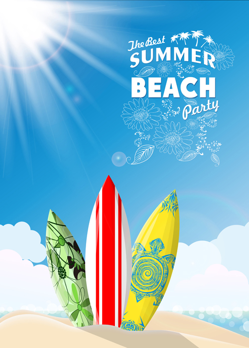 Travel summer beach background set vector 05 travel summer beach background   