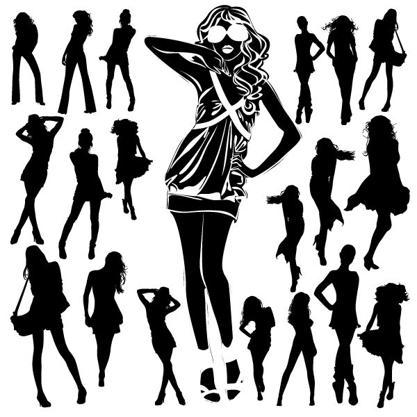 Different Women Silhouettes vector material 06 silhouettes silhouette material different   