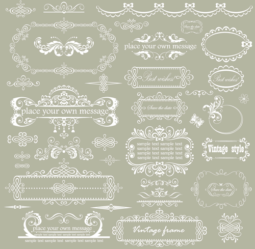 Elegant floral frame with ornament elements vector 02 ornament floral frame floral elements element elegant   