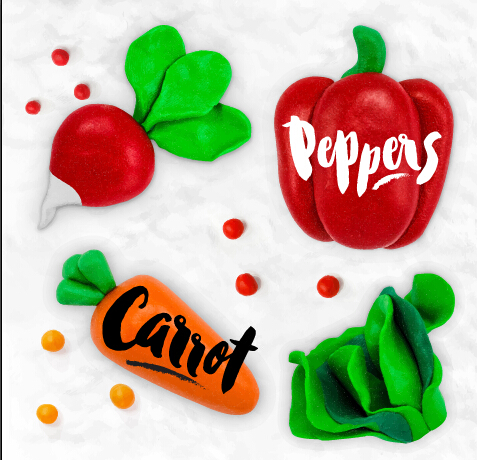 Funny plasticine vegetables vector set 03 vegetables vegetable funny   