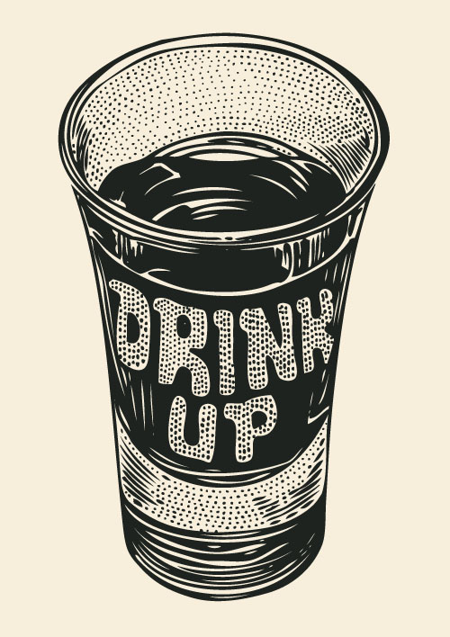 Drink with cup hand drawn vector   