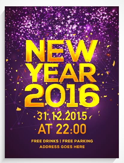 New year 2016 party flyer vector material 07 year party new material flyer 2016   