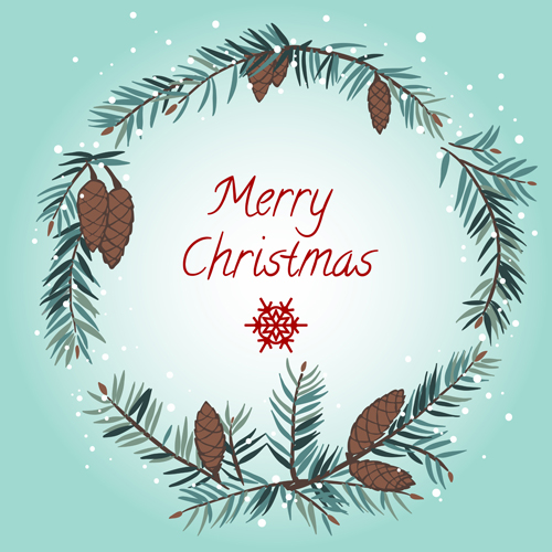 Pine branches frame with christmas cards vector 01 pine frame christmas cards branches   