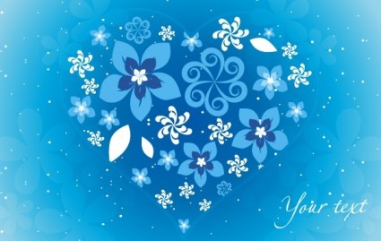 Blue Floral Heart 01 vector heart gradient flowers floral elements design decoration decor blue background   