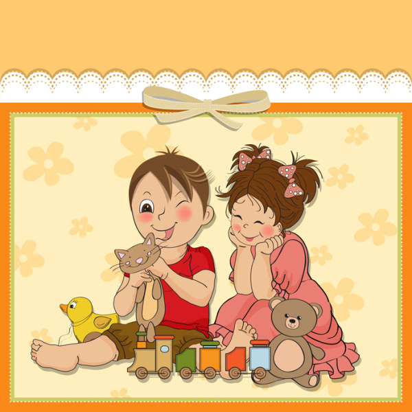 Cute Child style card vector graphics 01 style cute child card   