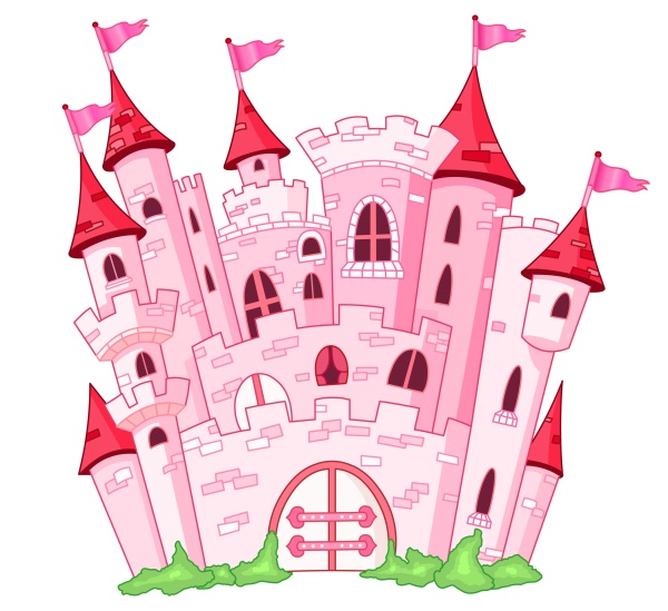 Pink fairy princess castle vector material princess pink fairy design castle   
