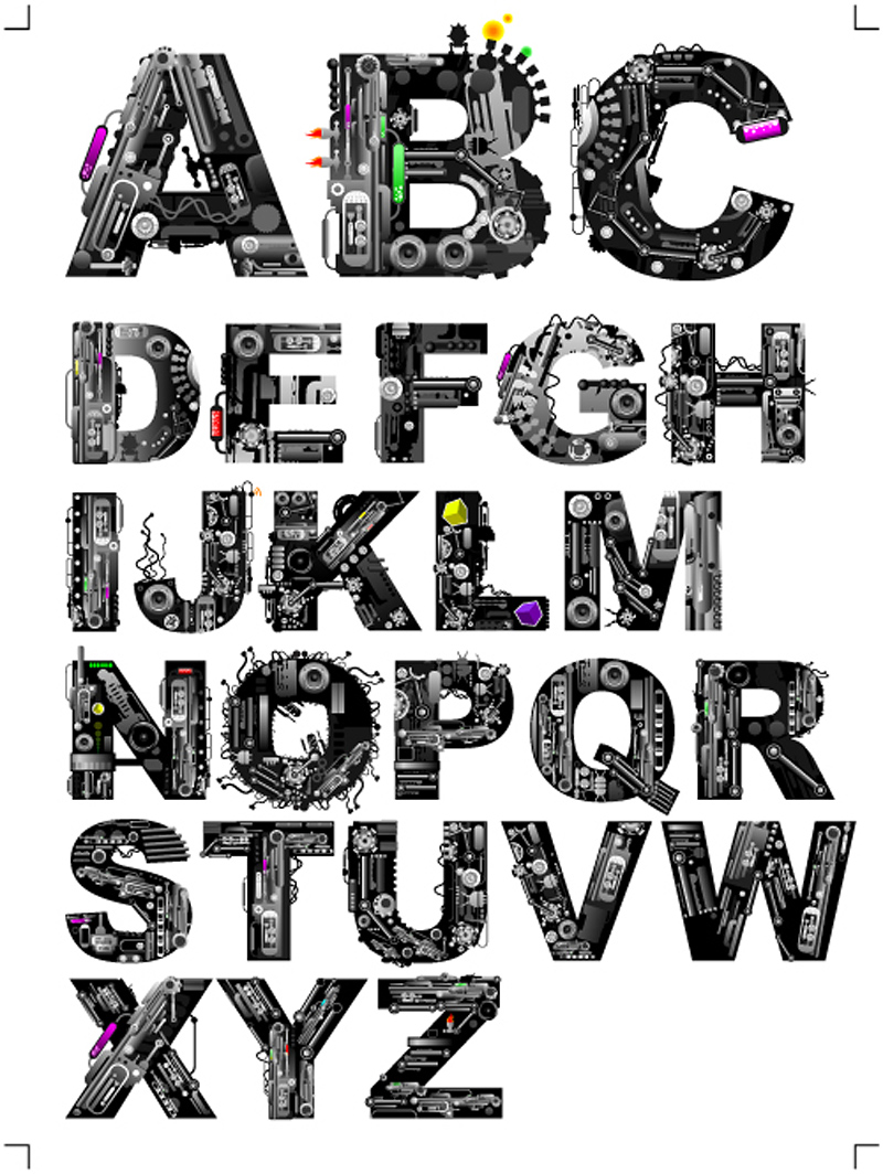 Music elements alphabet vector music elements alphabet   